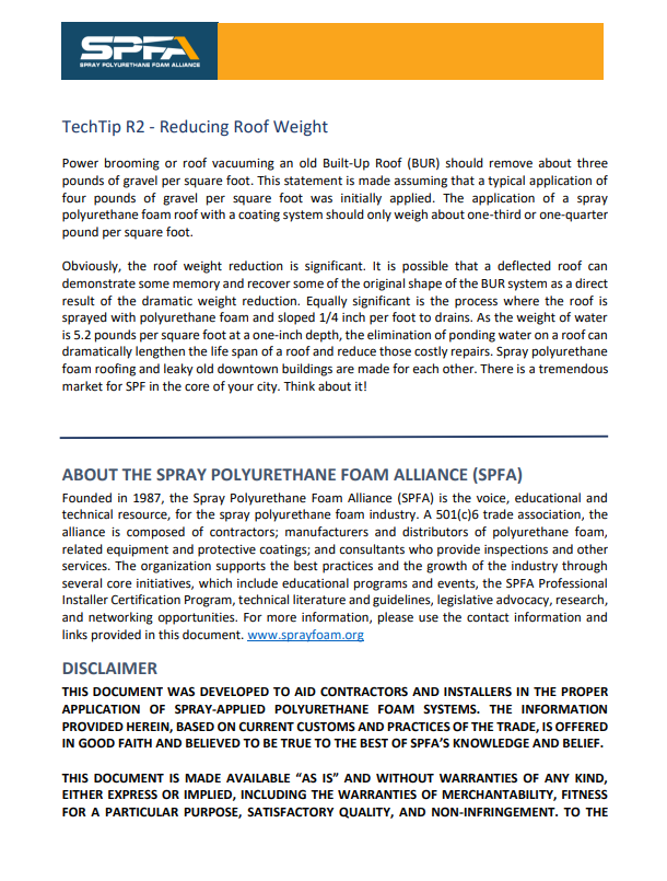 SPFA TechTip R2-Reducing Roof Weight with SPF