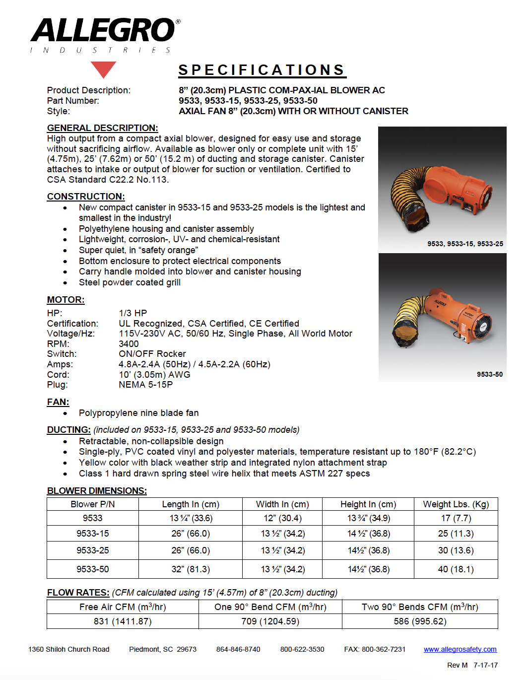 Allegro Axial Blower Document