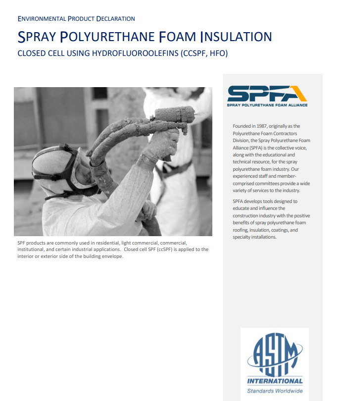 SPFA Closed Cell Using Hydrofluoroolefins (CCSPF, HFO)