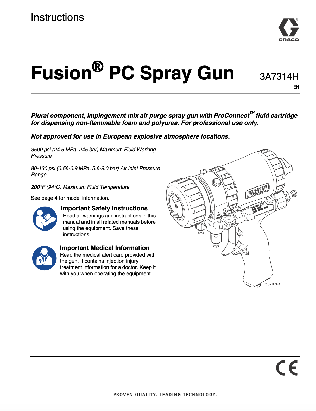 Graco Fusion PC Spray Gun (Pro Connect) Manual 3A7314H