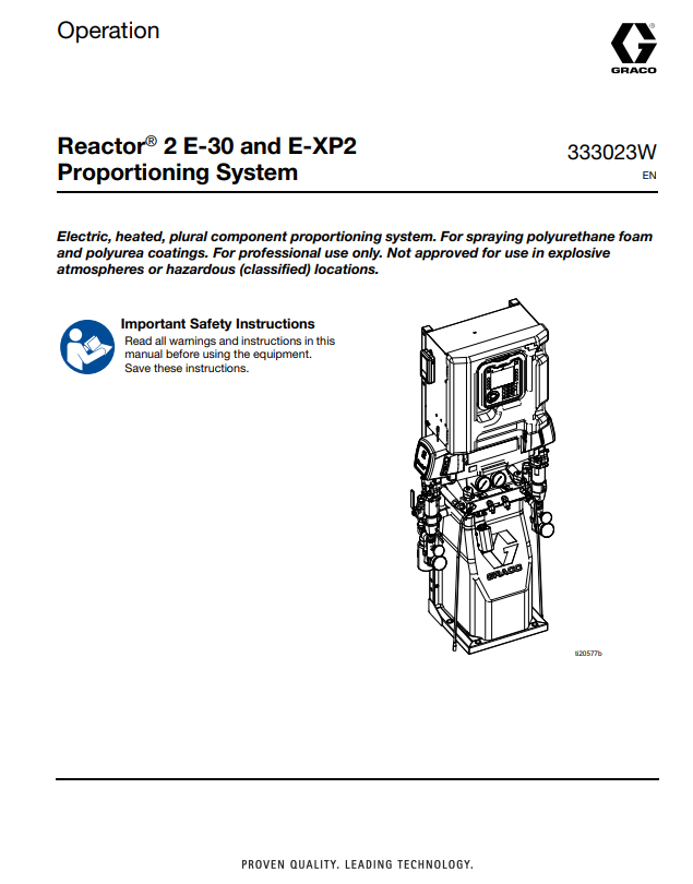 Graco Reactor 2 E-30 and E-XP2 Operations Manual