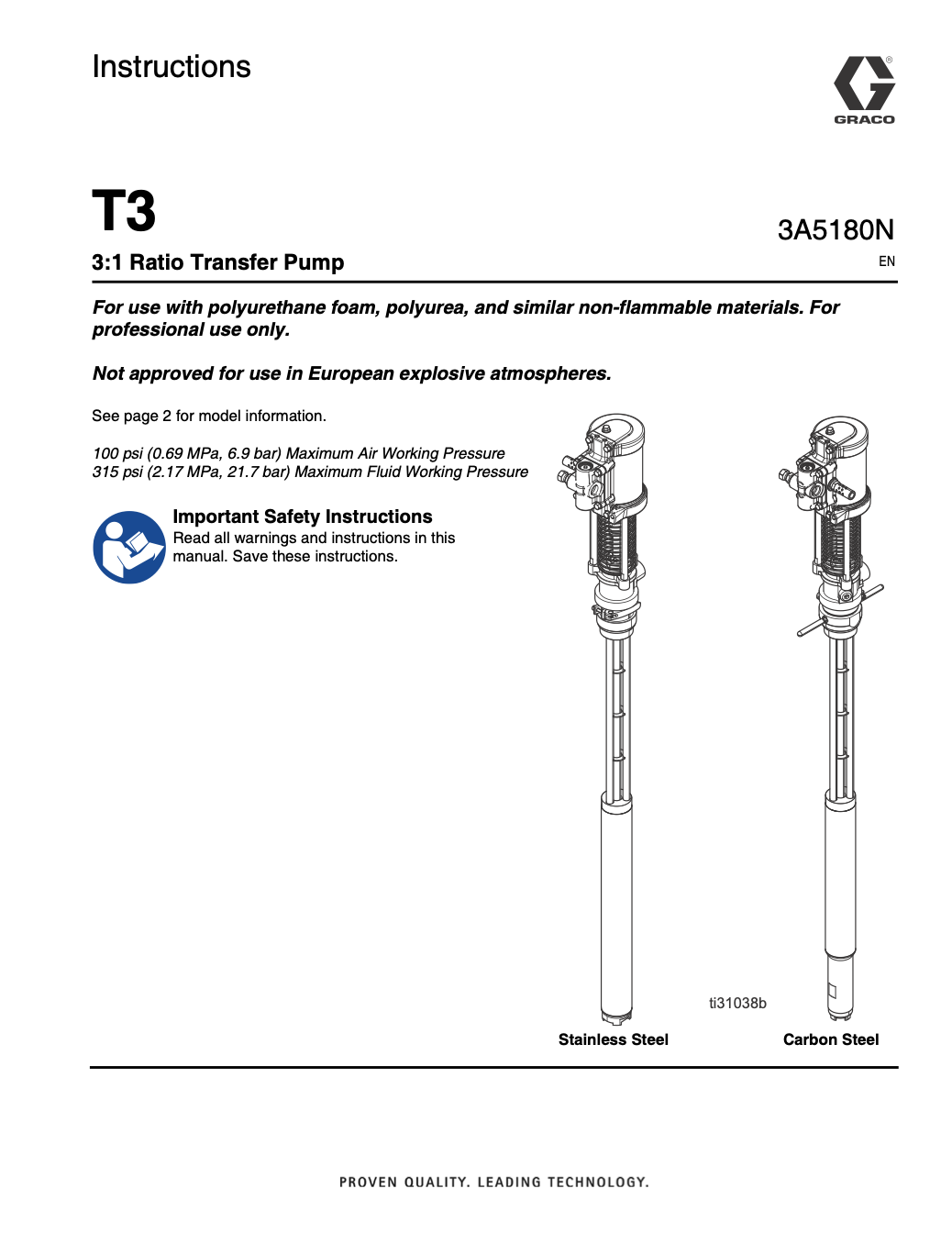 Graco T3 Transfer Pump Instruction Manual