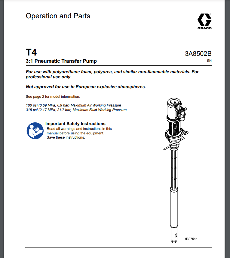 Graco T4 Transfer Pump Manual
