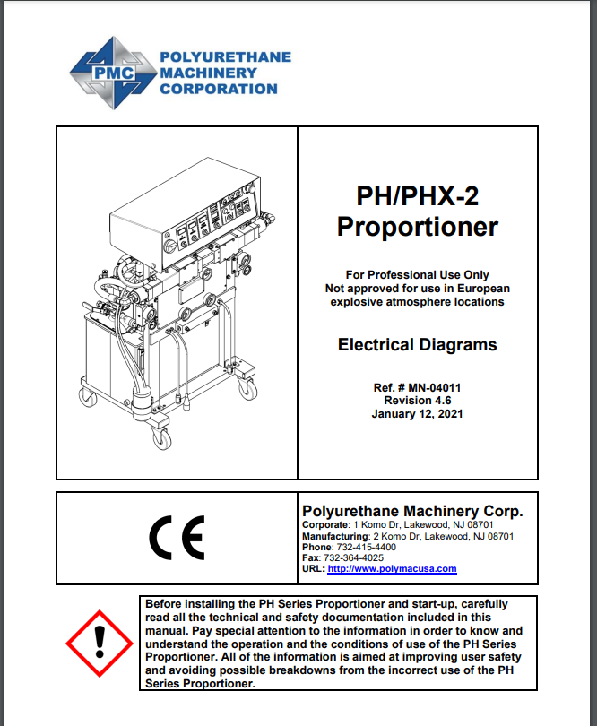 PMC PH-2, PHX-2 Proportioner Electrical Diagrams