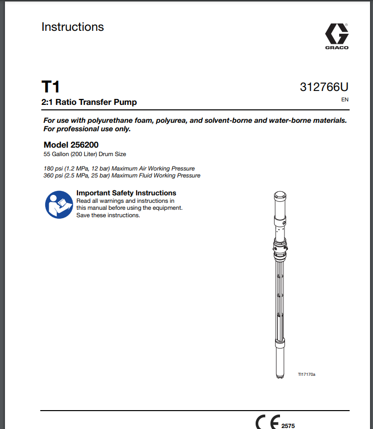 Graco T1 Transfer Pump Manual