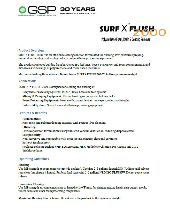 GSP Surf X Flush 2000-Technical Data Sheet (TDS)