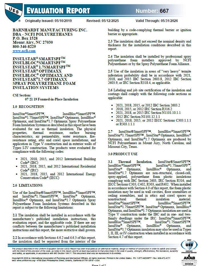 Insulstar and Insulbloc Evaluation Report 0667