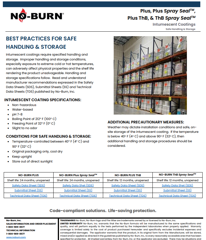 No-Burn Safe Handling & Storage Practices