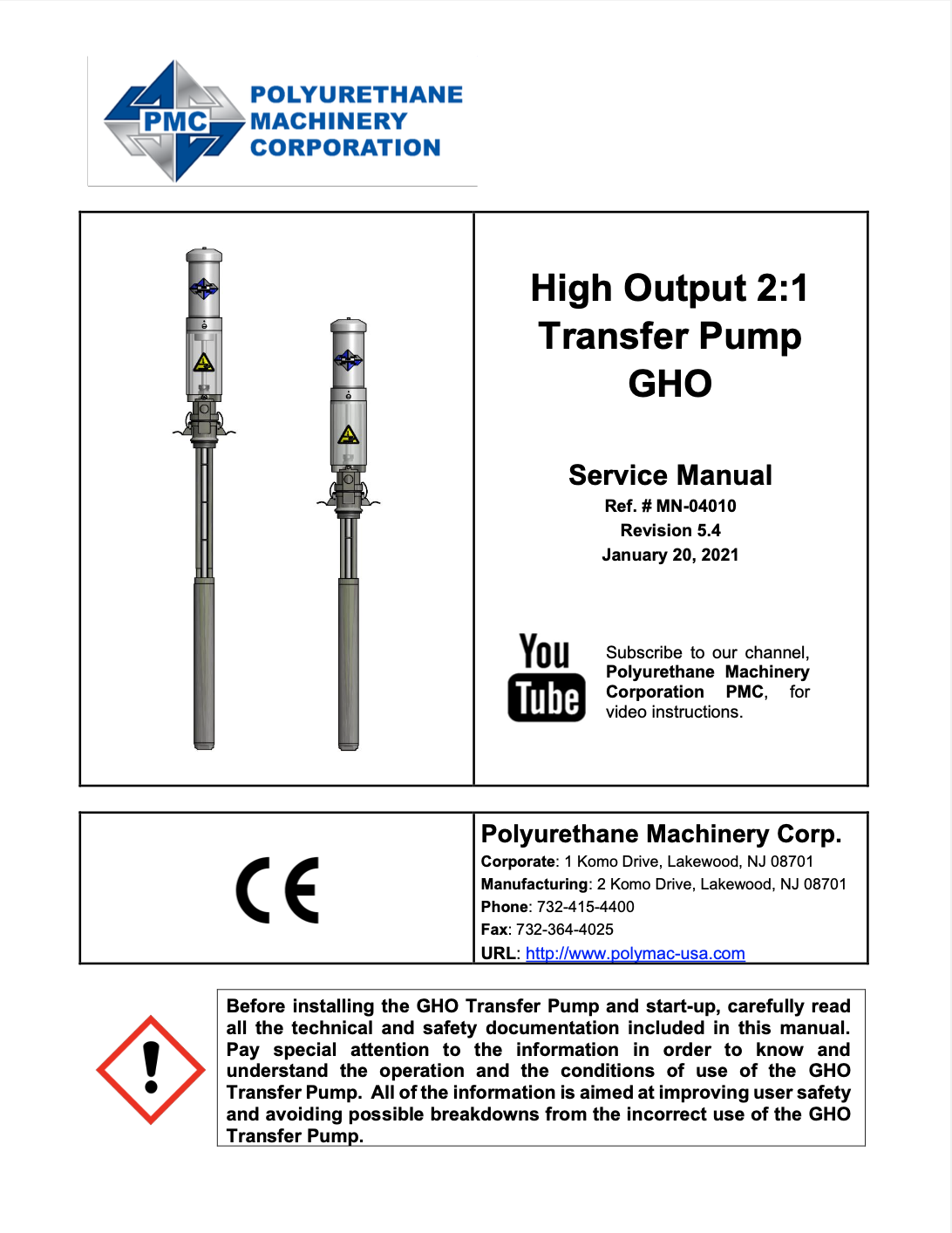 High Output 2:1 Transfer Pump GHO Service Manual
