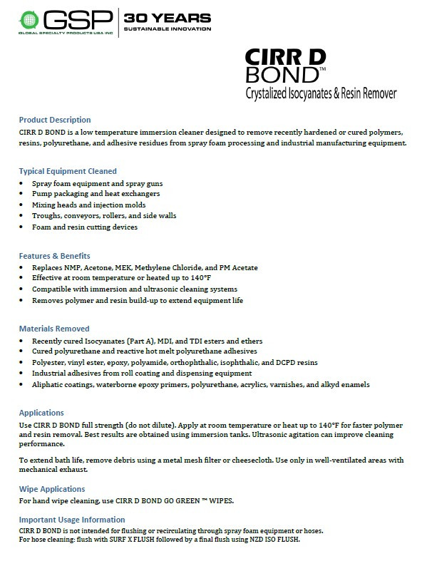 GSP Cirr D Bond Technical Data Sheet (TDS)