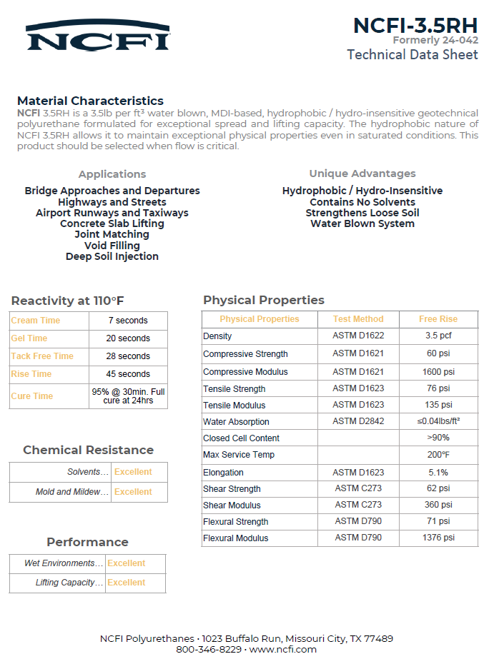 NCFI Terrathane 24-042 Technical Data Sheet (TDS)