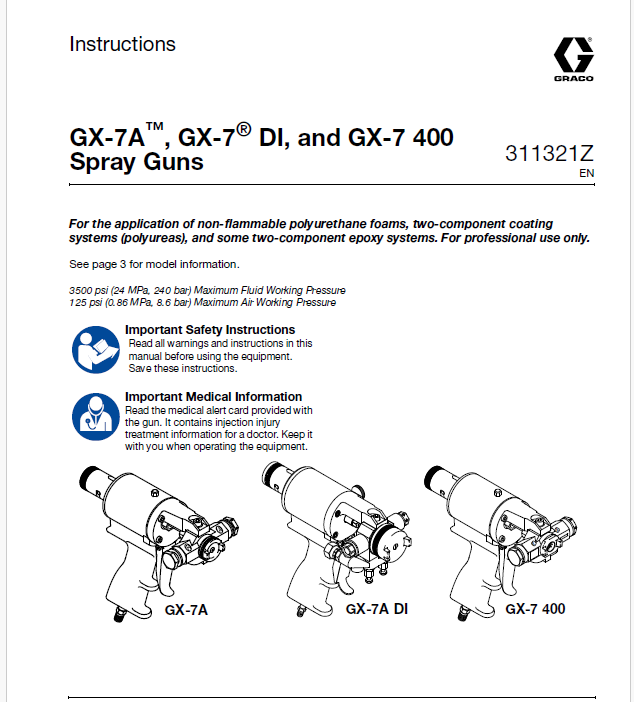 Graco GX-7A, GX-7 and GX-7 400 Spray Gun Manual