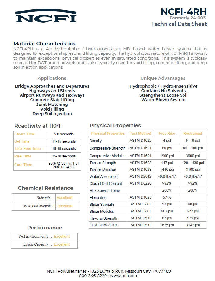 NCFI Terrathane 24-003 Technical Data Sheet (TDS)
