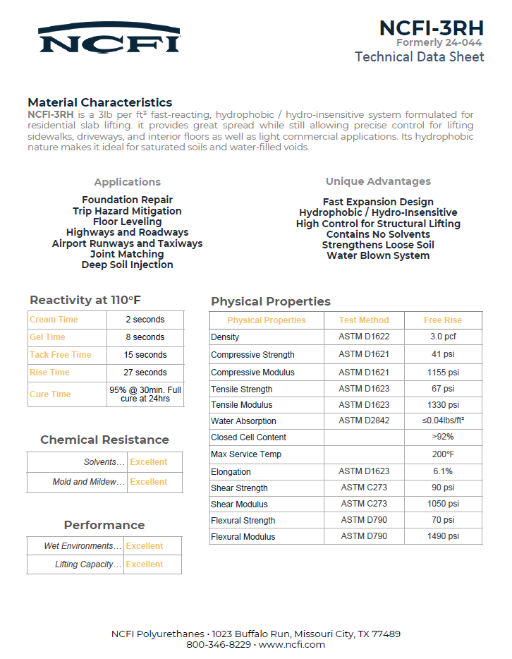 NCFI Terrathane 24-044 Technical Data Sheet (TDS)