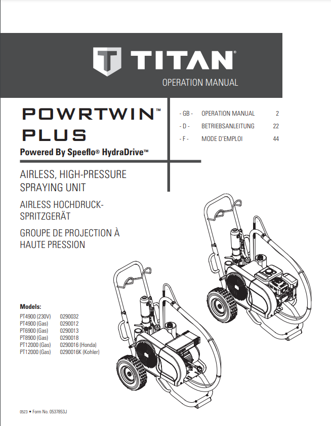 Titan Powrtwin Plus Operation Manual