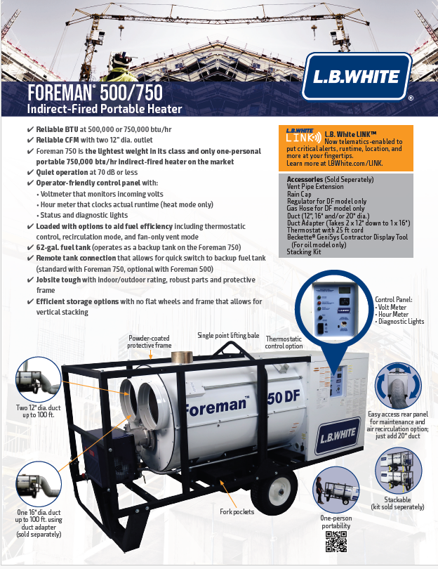 L.B. White Foreman 500 Indirect Heater Brochure