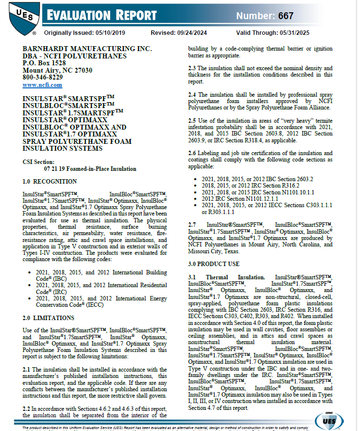 Insulstar and Insulbloc Evaluation Report 0667