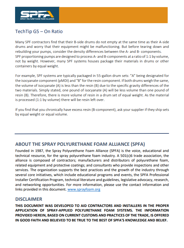 SPFA TechTip G5-On Ratio