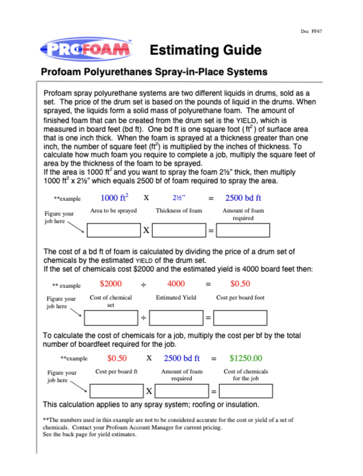 11-Estimating Guide for Profoam Spray-in-Place Polyurethane Systems 050515