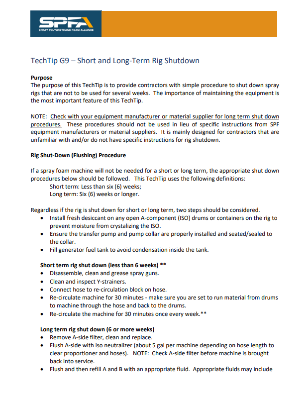 SPFA TechTip G9-Short and Long-Term Rig Shutdown