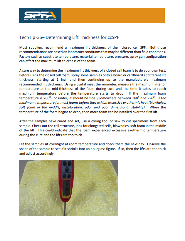 SPFA TechTip G6-Determining Lift Thickness
