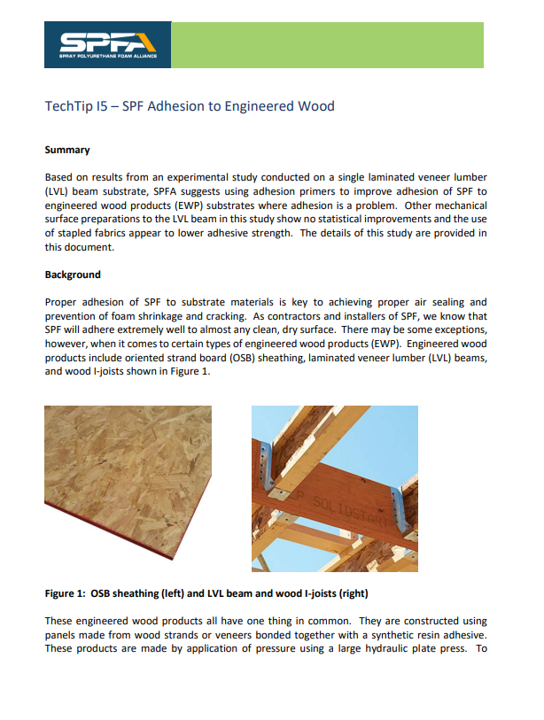 SPFA TechTip I5-SPF Adhesion To Engineered Wood