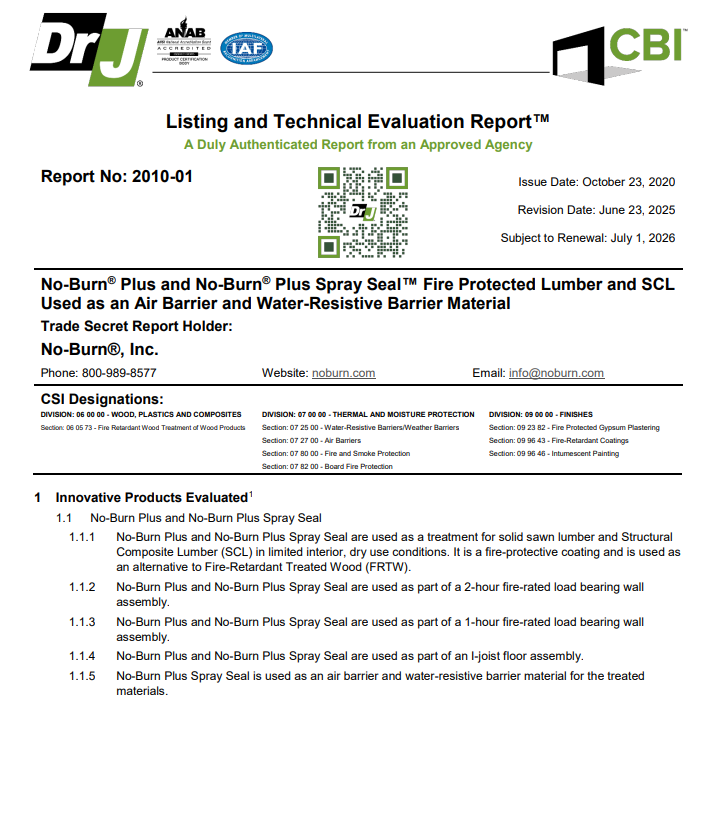 No-Burn Plus and No-Burn Plus Spray Seal Evaluation Report (TER 2010-01)