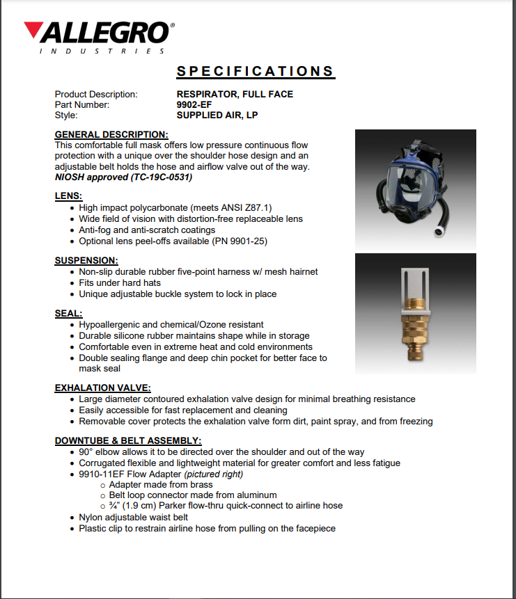 Allegro 9902-EF Specification Sheet