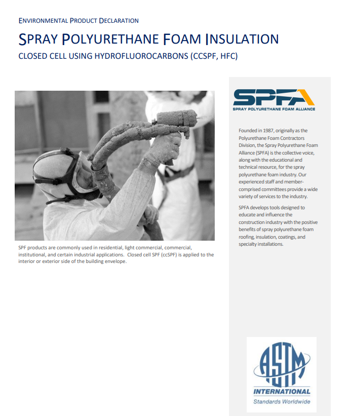 SPFA Closed Cell Using Hydrofluorocarbons (CCSPF, HFC)