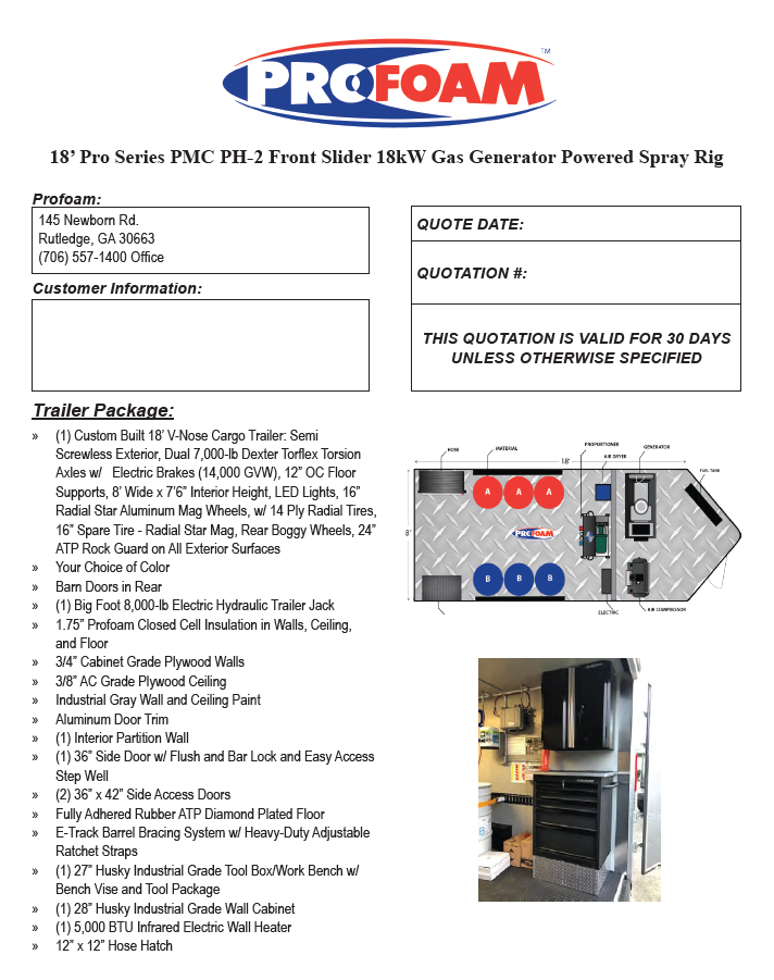 18’ Pro Series PMC PH-2 Front Slider 18kW Gas Generator Powered Spray Rig