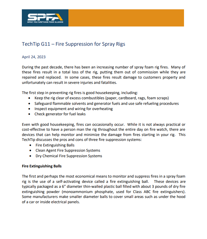 SPFA TechTip G11-Fire Suppression for Spray Rigs