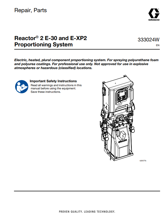 Graco Reactor 2 E-30 and E-XP2 Repair and Parts Manual