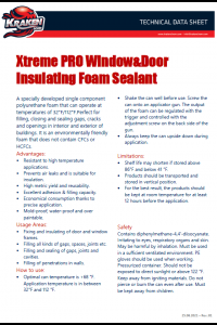 Kraken Bond Xtreme Pro Window & Door Foam Technical Data Sheet (TDS)