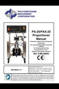 PMC PA-25/PAX-25 Proportioner Manual