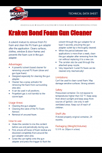 Kraken Bond Foam Cleaner Technical Data Sheet (TDS)