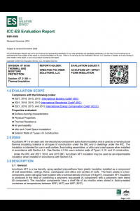 Accufoam AF1 Evaluation Report ESR-5255
