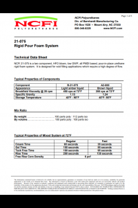 NCFI 21-075 Rigid Pour Foam System Technical Data Sheet (TDS)