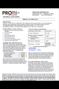Profoam ProFill Plus High Yield Open Cell Technical Data Sheet (TDS)