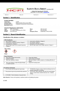 NCFI A2-000 A Side Safety Data Sheet (SDS)