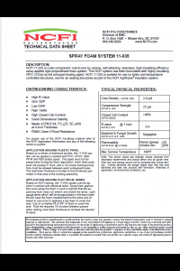 NCFI Spray Foam System 11-035 Technical Data Sheet (TDS)