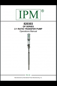 IPM 2:1 Ratio Transfer Pump Operations Manual