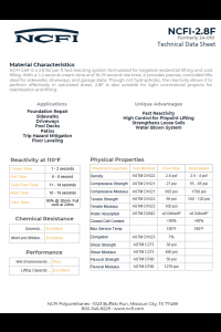 NCFI 24-010 Concrete Jacking and Leveling Data Sheet