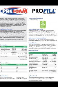 Profoam ProFill Open Cell Technical Data Sheet (TDS)
