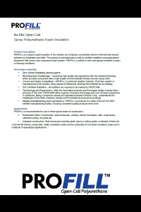 Profoam ProFill - No Mix Open Cell Technical Data Sheet (TDS)