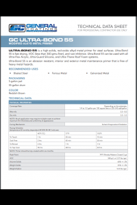 General Coatings Ultra Bond 55 Technical Data Sheet (TDS)