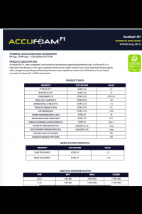 Accufoam AF1 Open Cell Foam Technical Data Sheet (TDS)