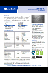 JM Corbond IV Closed Cell HFO Spray Polyurethane Foam Technical Data Sheet (TDS)