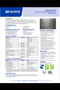 JM Corbond III Closed Cell HFC Spray Polyurethane Foam Technical Data Sheet (TDS)
