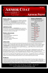 Armor Coat Armor Prime Technical Data Sheet (TDS)