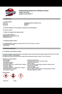 Kraken Bond Xtreme Pro Window & Door Safety Data Sheet (SDS)